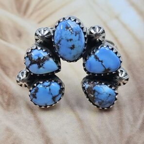 Golden Hills Turquoise Naja Size US 9 925 Sterling Silver Ring (REXT166-45)