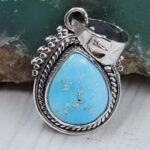 White Water Turquoise 0.8″ 925 Sterling Silver Pendant (REXT21-230)