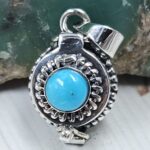 Kingman Turquoise 925 Sterling Silver Poison Box Pendant (REXT164-75)
