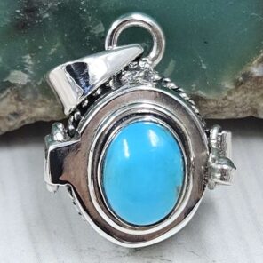 Larimar 925 Sterling Silver Poison Box Pendant (REXT164-63)