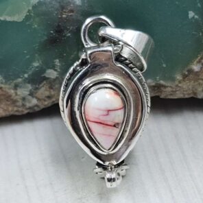 Red Rose Dahlia 925 Sterling Silver Poison Box Pendant (REXT164-46)