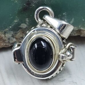 Black Onyx 925 Sterling Silver Poison Box Pendant (REXT164-61)