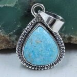 White Water Turquoise 1" 925 Sterling Silver Pendant (REXT21-219)