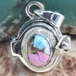 Cooton Candy Turquoise 925 Sterling Silver Poison Box Pendant (REXT164-43)