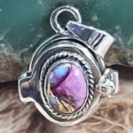 Pink Dahlia Turquoise 925 Sterling Silver Poison Box Pendant (REXT164-44)