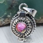 Pink Dahlia Turquoise 925 Sterling Silver Poison Box Pendant (REXT164-78)