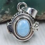 Larimar 925 Sterling Silver Poison Box Pendant (REXT164-63)