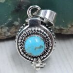 Kingman Turquoise 925 Sterling Silver Poison Box Pendant (REXT164-36)
