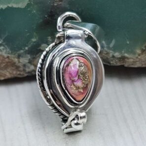 Pink Dahlia Turquoise 925 Sterling Silver Poison Box Pendant (REXT164-45)