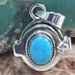 Kingman Turquoise 925 Sterling Silver Poison Box Pendant (REXT164-42)
