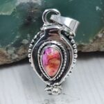 Pink Dahlia Turquoise 925 Sterling Silver Poison Box Pendant (REXT164-53)