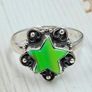 Aurora Opal Star Size US 9 925 Sterling Silver Ring (REXT79-213)