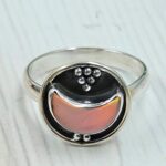 Aurora Opal Crescent Moon Size US 8 925 Sterling Silver Ring (REXT79-218)