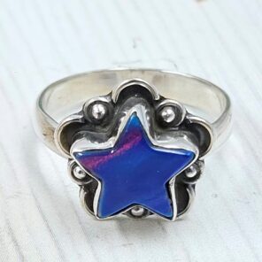 Aurora Opal Star Size US 7 925 Sterling Silver Ring (REXT79-215)