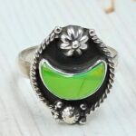 Aurora Opal Crescent Moon Size US 6 925 Sterling Silver Ring (REXT79-222)