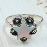 Aurora Opal Star Size US 9 925 Sterling Silver Ring (REXT79-214)