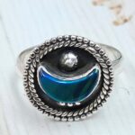 Aurora Opal Crescent Moon Size US 8 925 Sterling Silver Ring (REXT79-220)