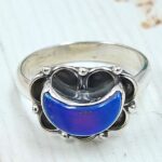 Aurora Opal Crescent Moon Size US 7 925 Sterling Silver Ring (REXT79-221)