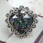 Aurora Opal Spade Size US 9 925 Sterling Silver Ring (REXT15-74)