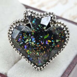 Aurora Opal Spade Size US 9 925 Sterling Silver Ring (REXT15-76)