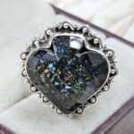 Aurora Opal Spade Size US 10 925 Sterling Silver Ring (REXT15-78)