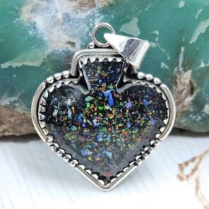 Aurora Opal Spade 925 Sterling Silver Pendant (REXT15-67)