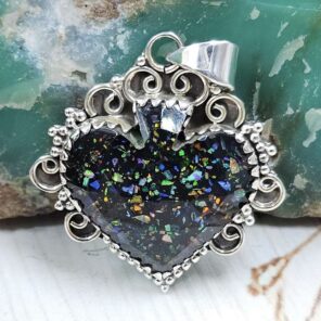 Aurora Opal Spade 925 Sterling Silver Pendant (REXT15-71)