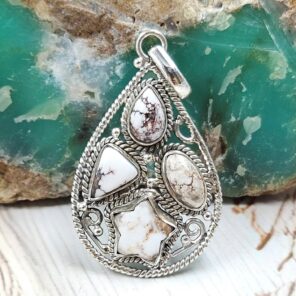 Wild Horse Jasper 2" 925 Sterling Silver Pendant (REXT77-58)