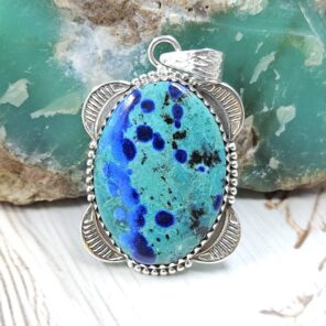 Chrysocolla 1.75" 925 Sterling Silver Pendant (REXT77-57)