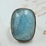 Aquamarine Size US 8 925 Sterling Silver Ring (REXT167-121)