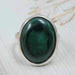 Malachite Size US 9 925 Sterling Silver Ring (REXT167-103)