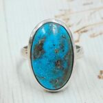 Iranian Turquoise Size US 10 925 Sterling Silver Ring (REXT167-97)