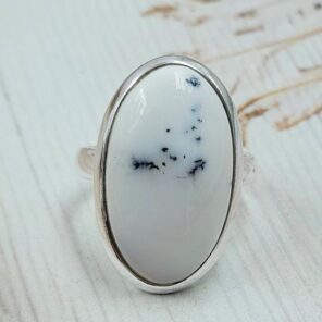 Dendratic Agate Size US 9 925 Sterling Silver Ring (REXT167-101)