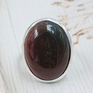 Bloodstone Size US 10 925 Sterling Silver Ring (REXT167-100)