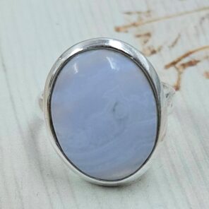 Blue Lace Agate Size US 7 925 Sterling Silver Ring (REXT167-104)