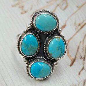 Kingman Turquoise 925 Sterling Silver Ring (REXT79-210)
