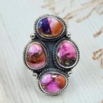 Pink Dahlia Turquoise 925 Sterling Silver Ring (REXT79-211)
