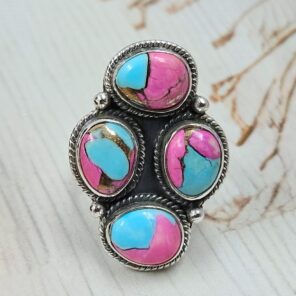 Cotton Candy Turquoise 925 Sterling Silver Ring (REXT79-212)