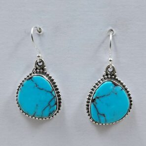 Egyptian Turquoise 1" 925 Sterling Silver Earrings (REXT88-71)