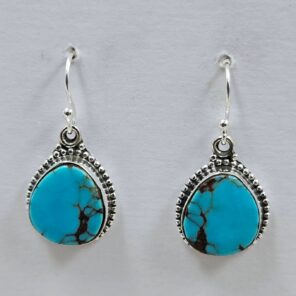 Egyptian Turquoise 1" 925 Sterling Silver Earrings (REXT88-72)