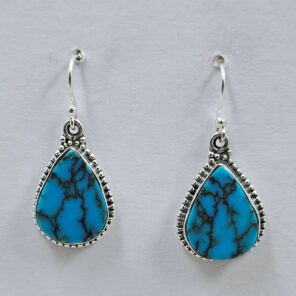 Egyptian Turquoise 1.25" 925 Sterling Silver Earrings (REXT88-75)