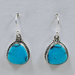 Egyptian Turquoise 1" 925 Sterling Silver Earrings (REXT88-77)