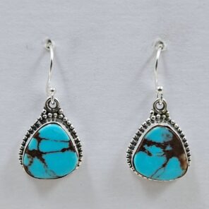 Egyptian Turquoise 1" 925 Sterling Silver Earrings (REXT88-78)