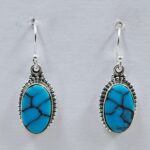 Egyptian Turquoise 1" 925 Sterling Silver Earrings (REXT88-79)