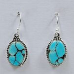 Egyptian Turquoise 1.25" 925 Sterling Silver Earrings (REXT88-81)