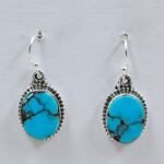 Egyptian Turquoise 1" 925 Sterling Silver Earrings (REXT88-82)