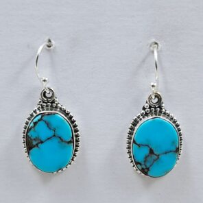 Egyptian Turquoise 1" 925 Sterling Silver Earrings (REXT88-82)