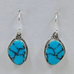 Egyptian Turquoise 1.25" 925 Sterling Silver Earrings (REXT88-84)