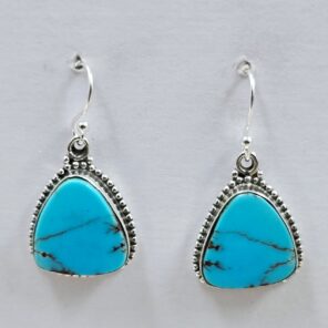 Egyptian Turquoise 1" 925 Sterling Silver Earrings (REXT88-85)
