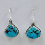 Egyptian Turquoise 1.25" 925 Sterling Silver Earrings (REXT88-86)